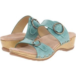 Dansko Teal Sandals with Buckle Accents